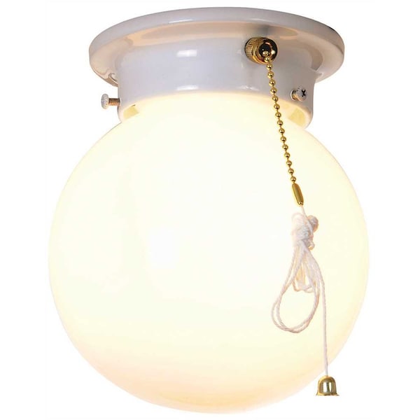 Royal Cove Globe 6 in. Ceiling in Fixture with Pull Chain White Uses